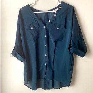 Hunter Green Button Down Top